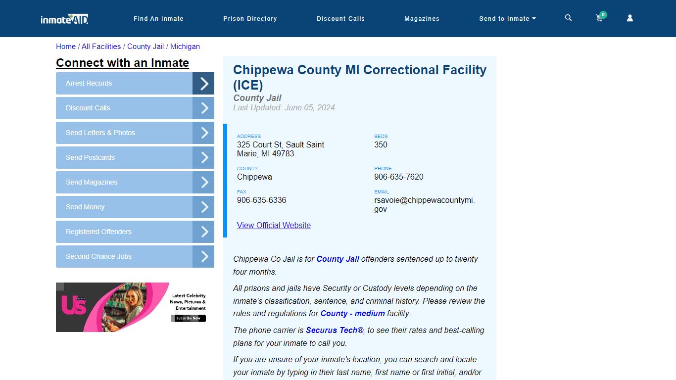 Chippewa County MI Correctional Facility (ICE) - Inmate Locator